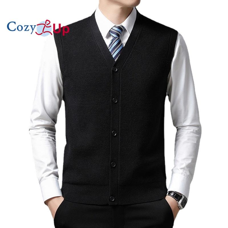 Cozy Up Herren-Strickjacke, lässiger einfarbiger Weste-Weste-Pullover XXL schwarz von Joom DACH