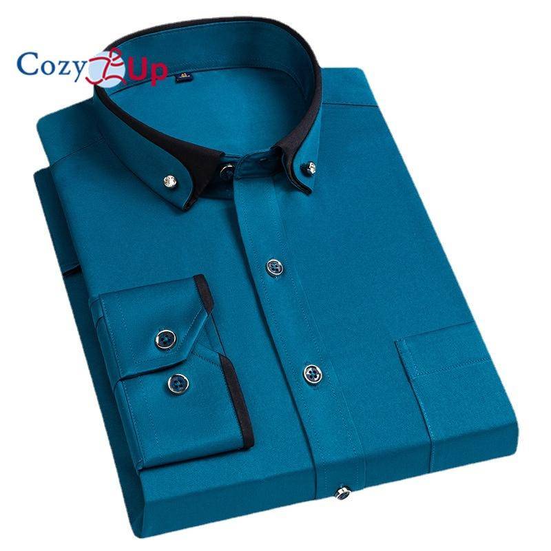 Cozy Up Herrenhemd mit Umschlagmanschette, normale Passform, lange Ärmel, Speerkragen, Manschettenknöpfe aus Metall XXL hellbraun von Joom DACH