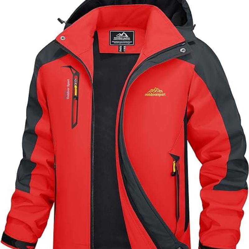 Cozy Up Outdoorjacke für Herren, winddicht, wasserabweisend, Regenjacke, Windbreaker, 5 Taschen, Jacke zum Wandern, Angeln, Laufen 3XL rot von Joom DACH