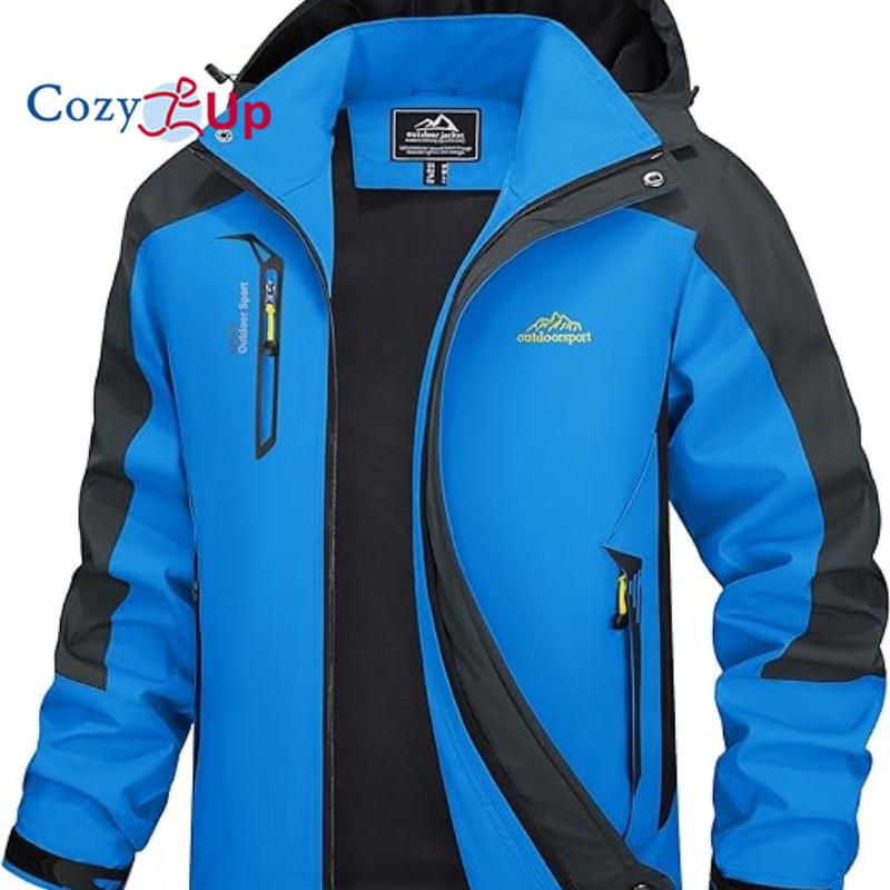 Cozy Up Outdoorjacke für Herren, winddicht, wasserabweisend, Regenjacke, Windbreaker, 5 Taschen, Jacke zum Wandern, Angeln, Laufen 3XL blau von Joom DACH