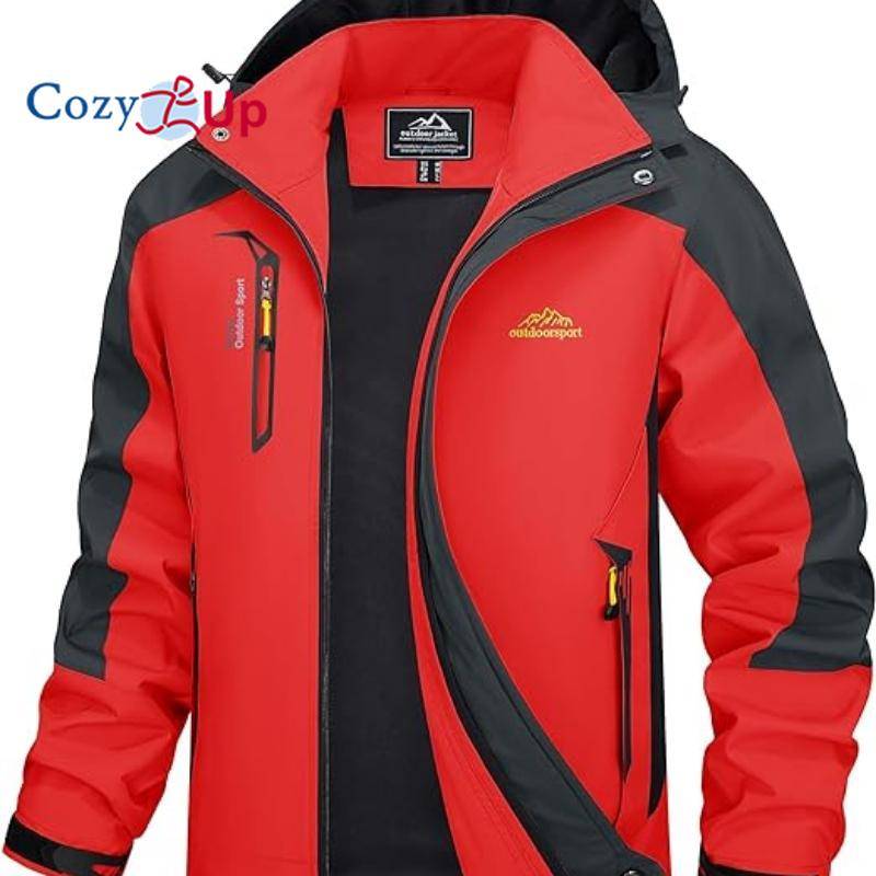 Cozy Up Outdoorjacke für Herren, winddicht, wasserabweisend, Regenjacke, Windbreaker, 5 Taschen, Jacke zum Wandern, Angeln, Laufen 4XL rot von Joom DACH