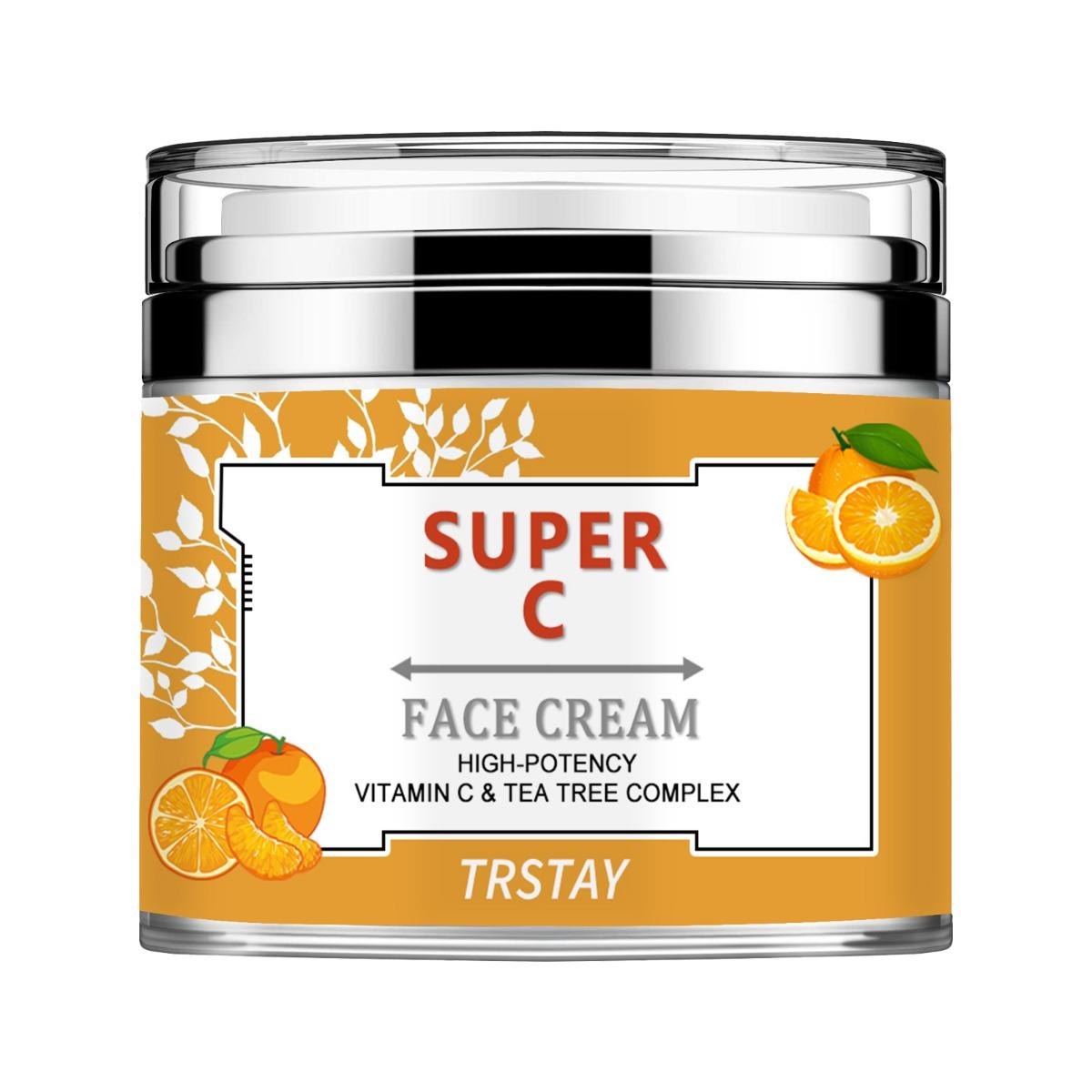 Creme mit Vitamin C- und Teebaumkomplex und Hyaluronsäuremischung für die Halshautpflege, Gesichtscremes für Frauen, feuchtigkeitsspendende, aufhellende Hautcreme 50g von Joom DACH