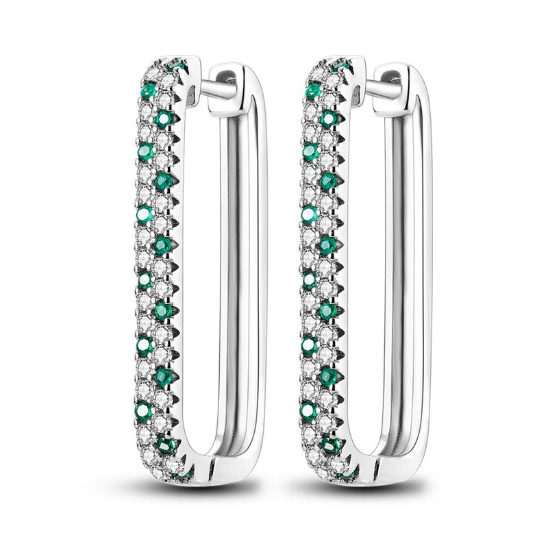 Creolen in 925er Silber, U-Form, für Frauen, bunte Pave CZ, Roségold, minimalistische U-Ohrringe, Hochzeitsfeier, Luxus-Schmuckgeschenk SEE070 von Joom DACH