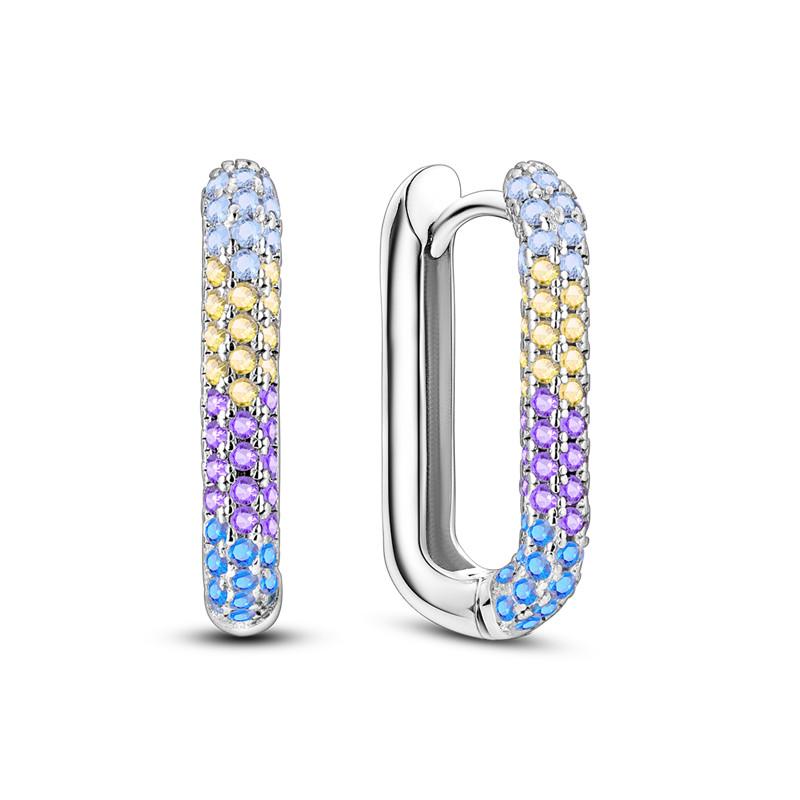 Creolen in 925er Silber, U-Form, für Frauen, bunte Pave CZ, Roségold, minimalistische U-Ohrringe, Hochzeitsfeier, Luxus-Schmuckgeschenk SEE098 von Joom DACH