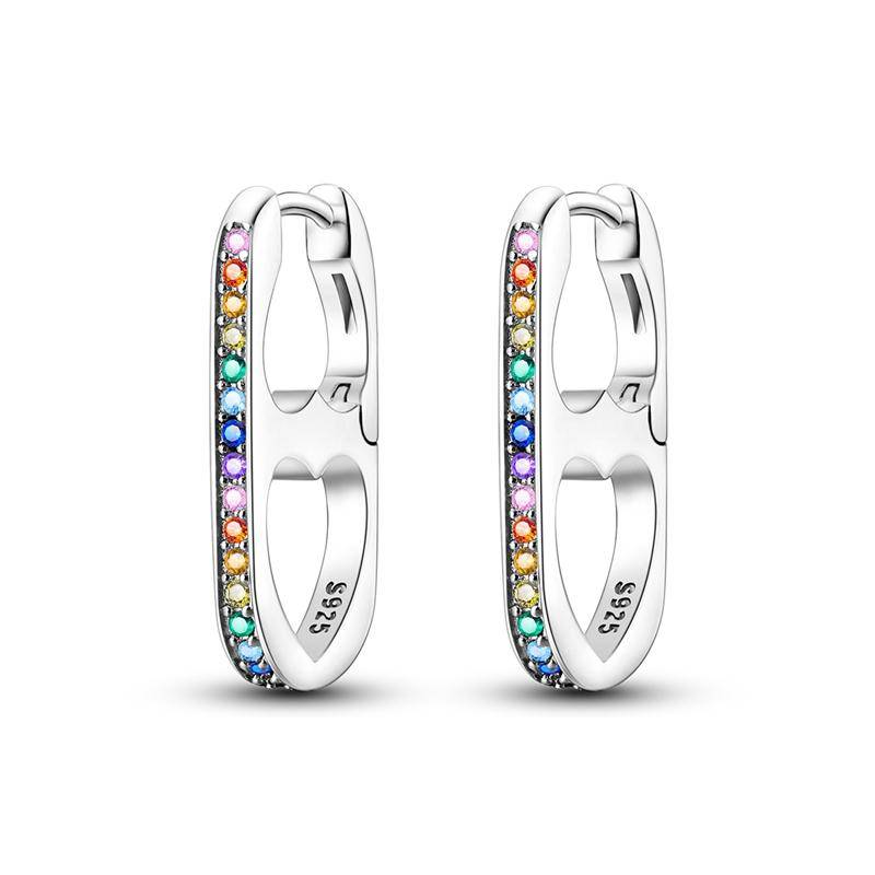 Creolen in 925er Silber, U-Form, für Frauen, bunte Pave CZ, Roségold, minimalistische U-Ohrringe, Hochzeitsfeier, Luxus-Schmuckgeschenk SEE180 von Joom DACH