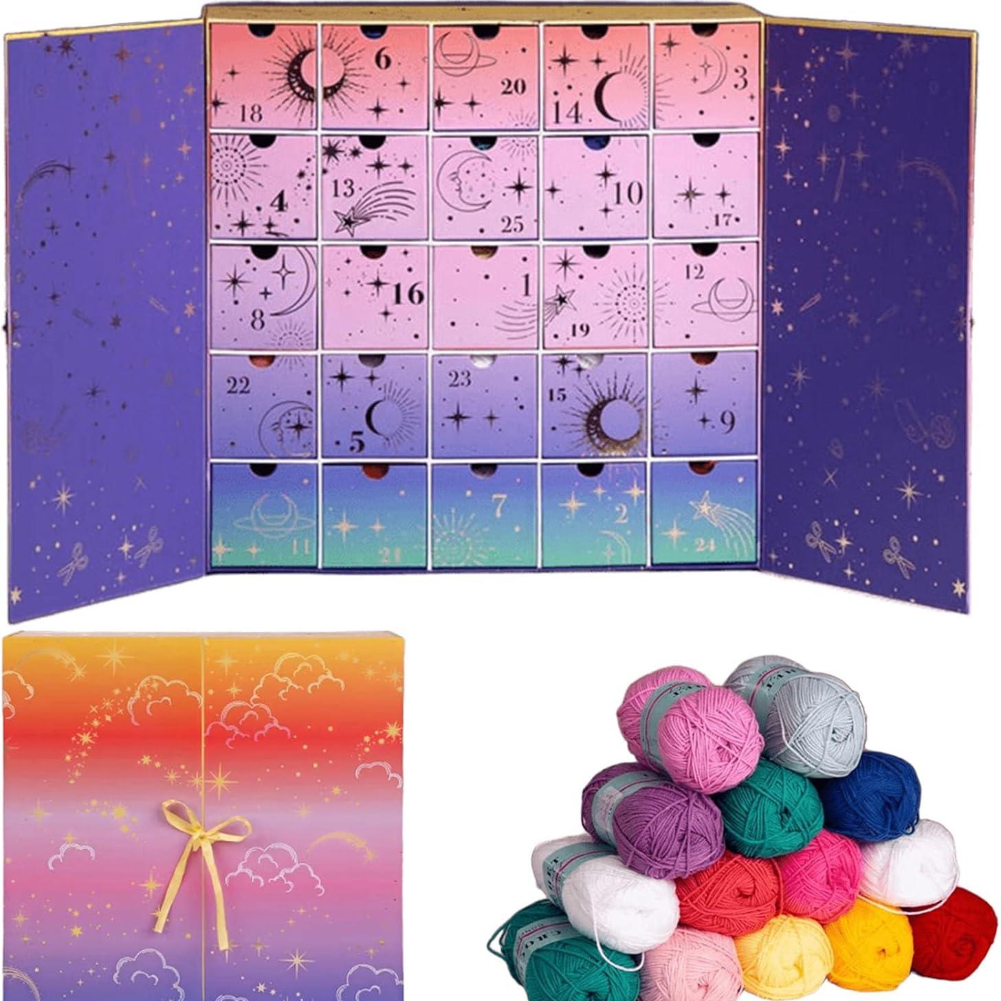 Crochet Society Adventskalender 2025 25 Tage Garn & Häkelmuster Countdown-Box, DIY Bastel-Weihnachtskalender Enthält Garn, Häkelgeschenke & von Joom DACH