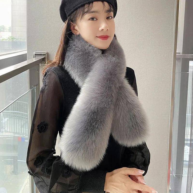 Cross Furry Großer Schal, Imitat aus Fuchs-Kaninchenfell, Pelzkragen für Wärme und verdickter Schal für Damen one size grau von Joom DACH