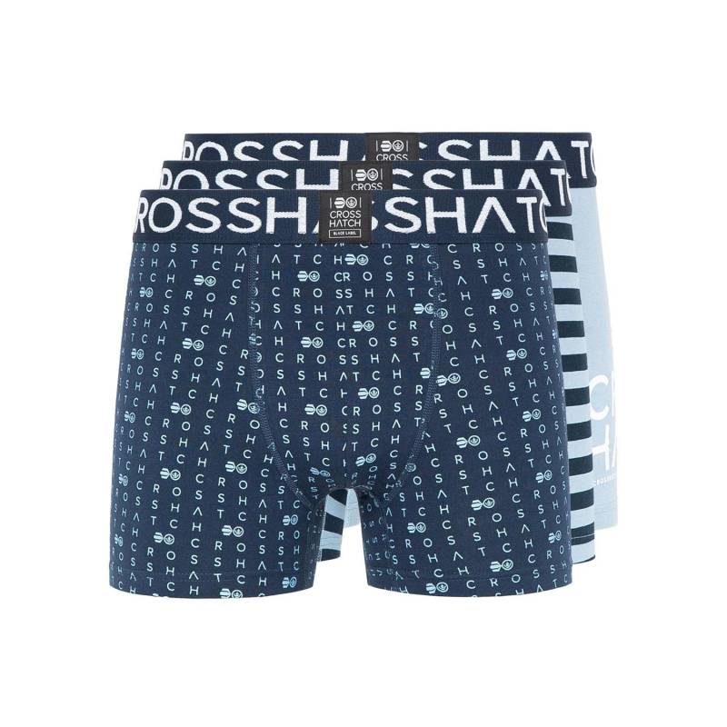 Crosshatch Herren Gridline Boxershorts (Packung mit 3) S denim-blau von Joom DACH