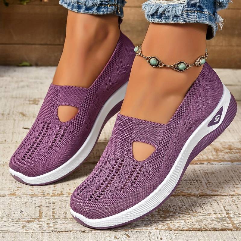 Cut-out-Sneakers für Damen, lässige, atmungsaktive Slip-On-Wanderschuhe, leichte, flache Outdoor-Schuhe 39 violett von Joom DACH