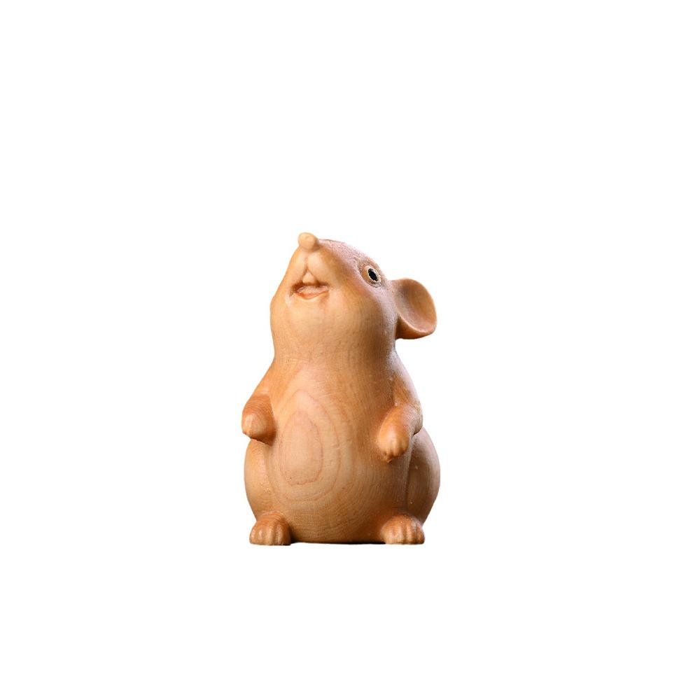 Niedliche Tierkreiszeichen Maus Statuette Holzgeschnitzte Tierfigur Skulptur Hamster Statue Modell Spielzeug Style 3 von Joom DACH