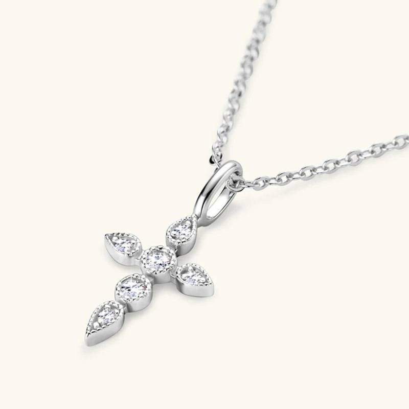 D Farbe 1,3mm 2mm Voll Moissanit Kreuz Halskette Für Frauen S925 Silber Anhänger Eingelegte Diamant Platte 18K feine Schmuck von Joom DACH