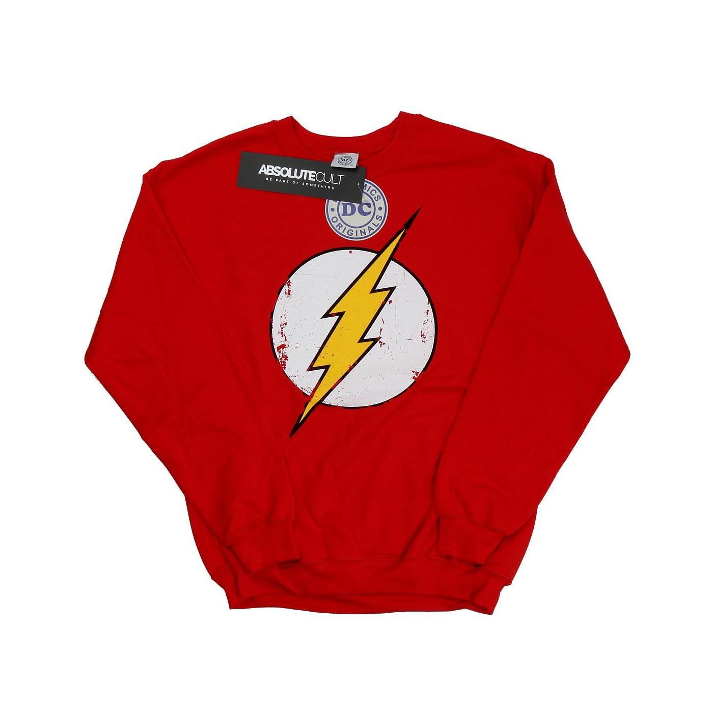 DC Comics Mädchen-Sweatshirt mit Flash-Distressed-Logo 9-11 Years rot von Joom DACH
