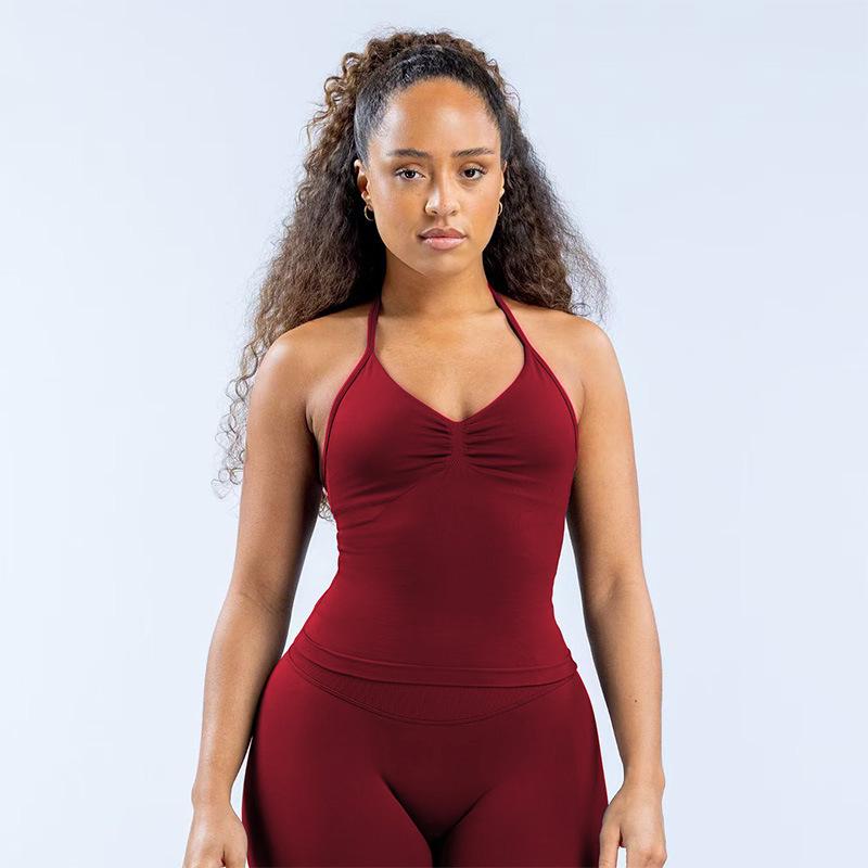 DFYNE Nahtloser Neckholder-Sport-BH mit integriertem Brustpolster - Hochelastisches Yoga-Weste für Damen S von Joom DACH