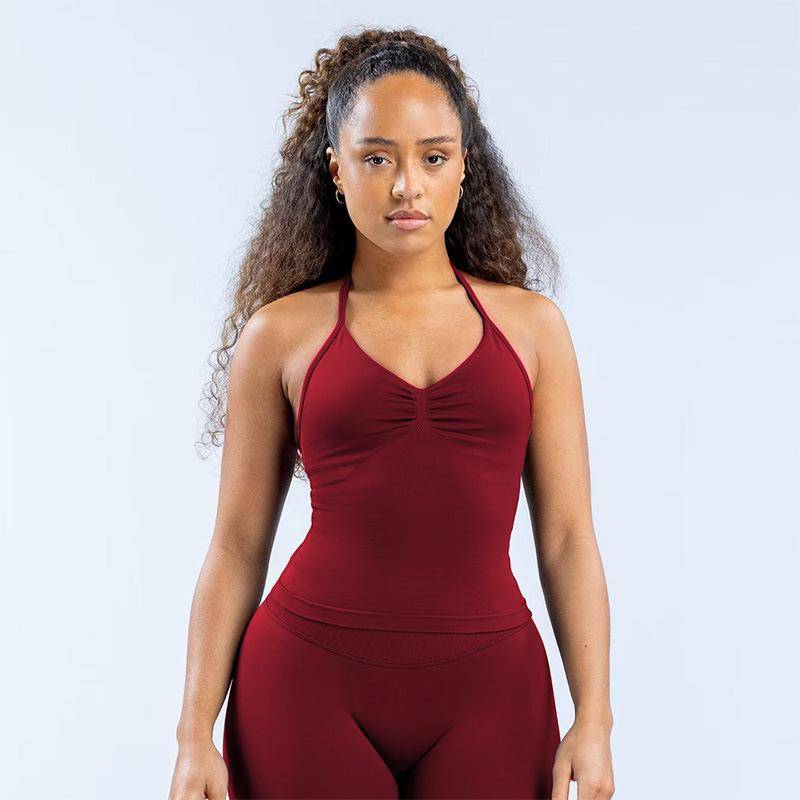 DFYNE Nahtloser Neckholder-Sport-BH mit integriertem Brustpolster - Hochelastisches Yoga-Weste für Damen S von Joom DACH