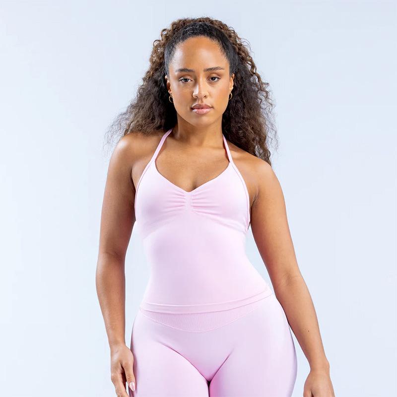 DFYNE Nahtloser Neckholder-Sport-BH mit integriertem Brustpolster - Hochelastisches Yoga-Weste für Damen S von Joom DACH