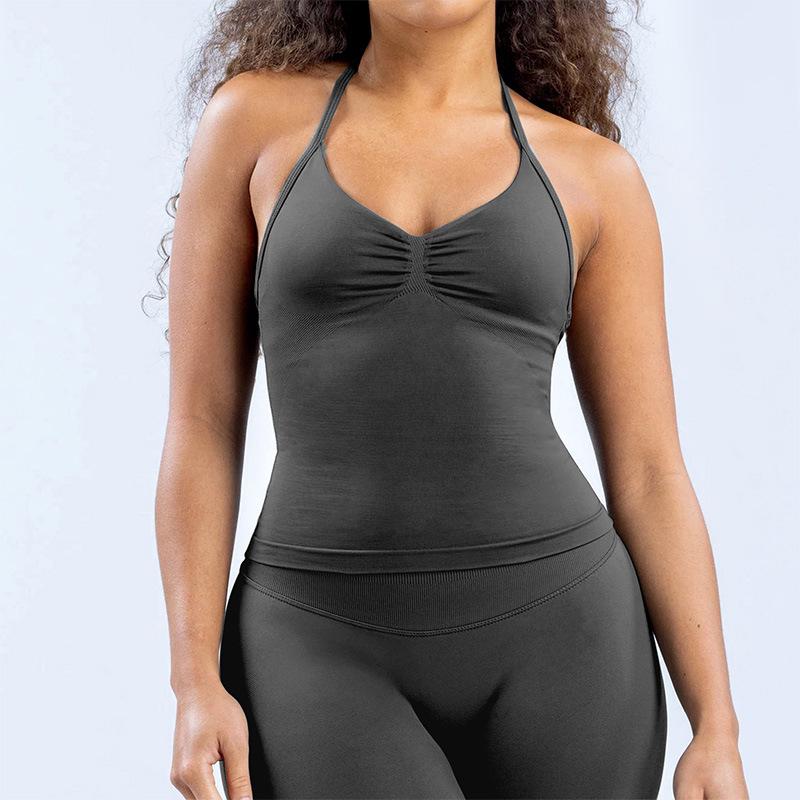 DFYNE Nahtloser Neckholder-Sport-BH mit integriertem Brustpolster - Hochelastisches Yoga-Weste für Damen S von Joom DACH