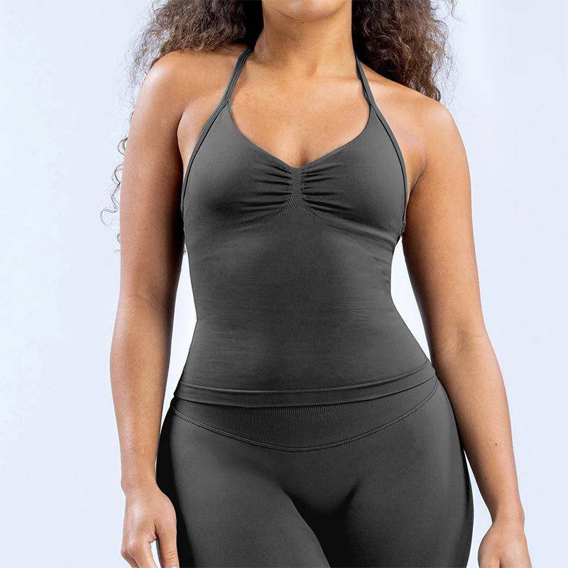 DFYNE Nahtloser Neckholder-Sport-BH mit integriertem Brustpolster - Hochelastisches Yoga-Weste für Damen S von Joom DACH