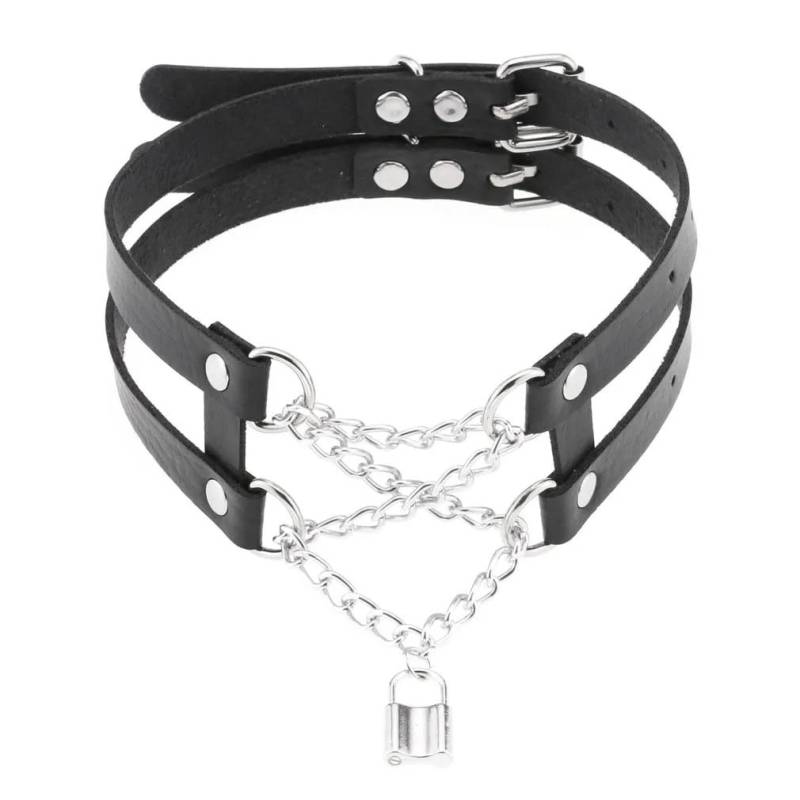 DIEZI Personalisierte Männer Schwarz PU Leder Halsband Halskette Gothic Kragen Halskette Drehmomente Für Frauen Boho Vintage Party Schmuck von Joom DACH