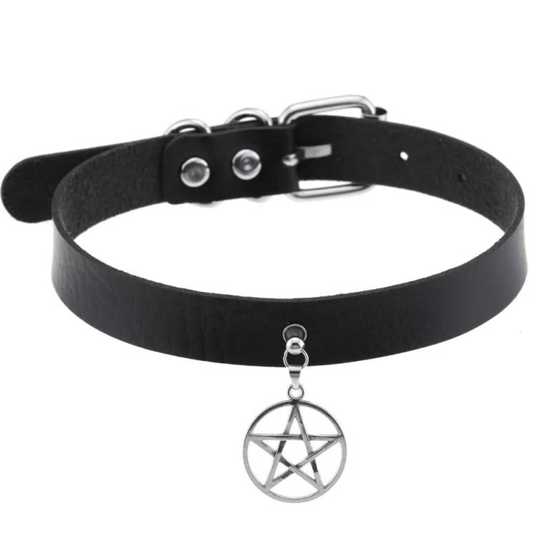 DIEZI Personalisierte Männer Schwarz PU Leder Halsband Halskette Gothic Kragen Halskette Drehmomente Für Frauen Boho Vintage Party Schmuck von Joom DACH