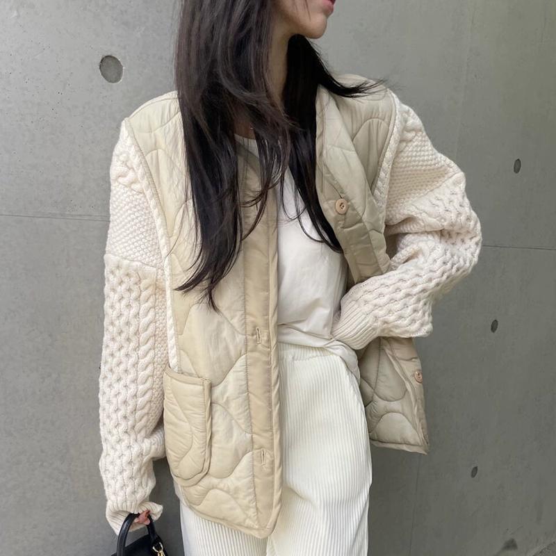 DIMANAF 2024 Winter Damen Pullover Patchwork Wattierte Knöpfe Mantel Strickjacke Gefälschte zweiteilige lose Pullover One Size weiß DIMANAF 2024 Winter Damen Pullover Patchwork Wattierte Knöpfe Mantel Strickjacke Gefälschte zweiteilige lose Pullover One Size weiß von Joom DACH