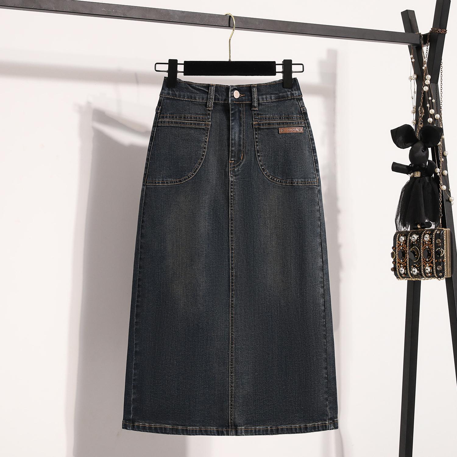 DIMANAF 2025 Plus Größe Neue Frühjahr Denim Röcke Frauen A-linie Mode Lose Blau Rock Hohe Taille Vintage 5XL XL dunkelblaue von Joom DACH