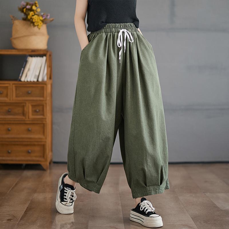 DIMANAF 2025 Sommer Übergröße Damen Hose Hose Locker Weitbeinige Hose Lässig Uni Vintage Große Größe Jeans 3XL grün von Joom DACH