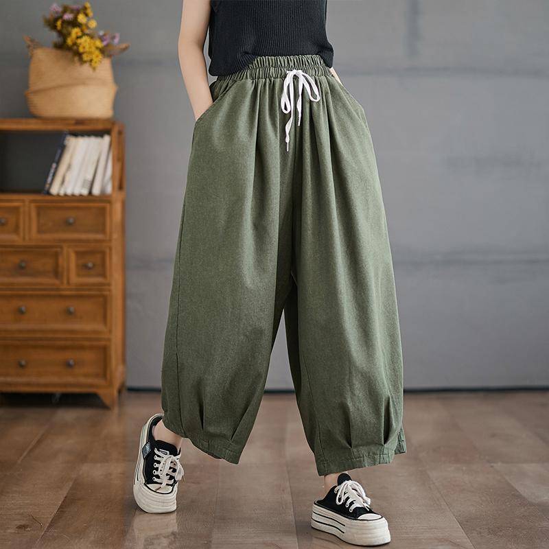 DIMANAF 2025 Sommer Übergröße Damen Hose Hose Locker Weitbeinige Hose Lässig Uni Vintage Große Größe Jeans 3XL grün von Joom DACH