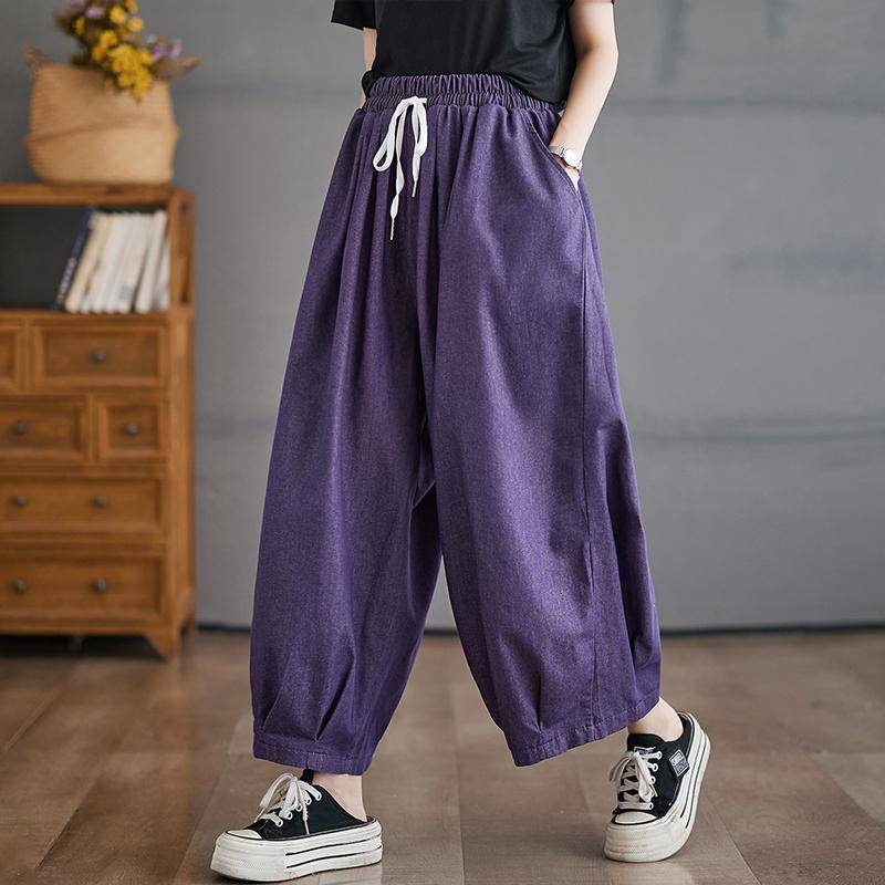 DIMANAF 2025 Sommer Übergröße Damen Hose Hose Locker Weitbeinige Hose Lässig Uni Vintage Große Größe Jeans 3XL violett von Joom DACH