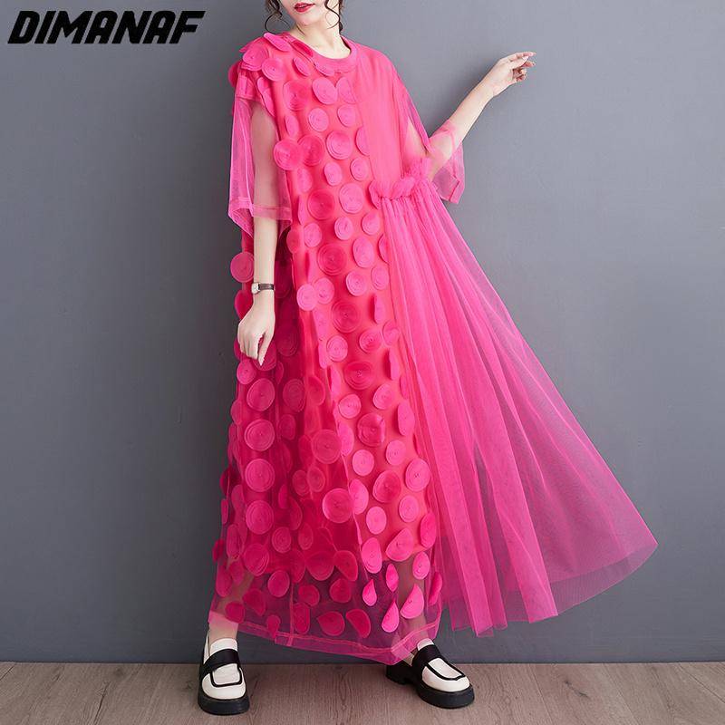 DIMANAF Kleid Damen 2025 Neu Übergröße Sommer Stil Mesh Kurzarm Chiffon Übergröße Solide Lose Basic Kleider Gelb A one size schwarz von Joom DACH