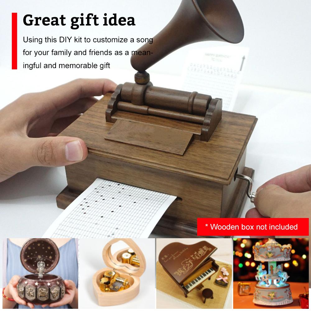 DIY 30 Noten Spieluhr Set Handkurbel programmierbare mechanische Spieluhr 30 Noten Spieluhr Geschenk mit 20 Stück leerem Papierband und Locher 30Note von Joom DACH