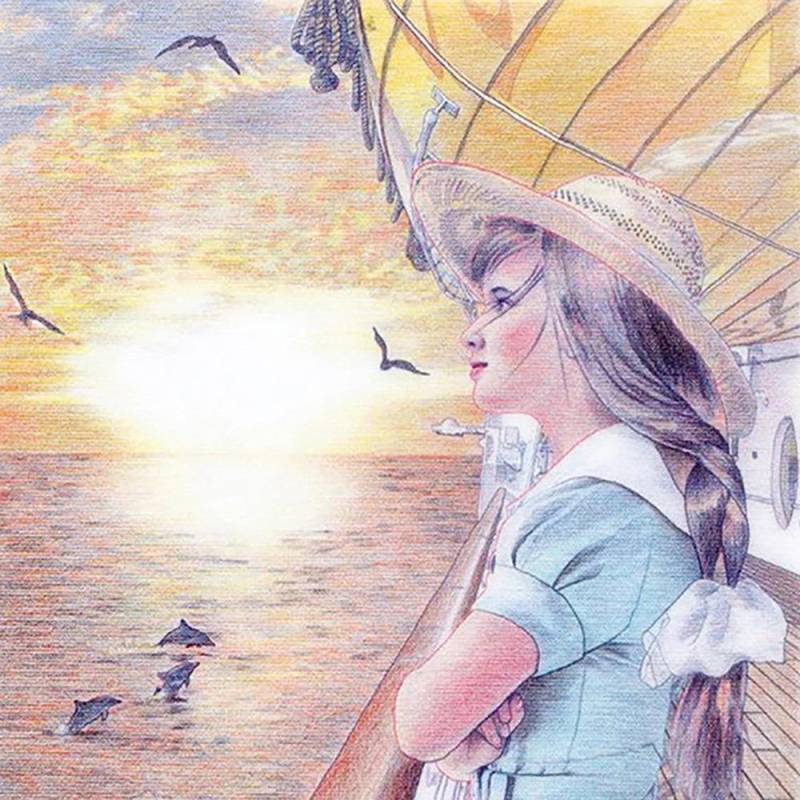 DIY 5D Volldiamantgemälde Kreuzstich Mädchen auf dem Schiff Mosaik Diamantstickerei Handarbeiten 30X30CM von Joom DACH