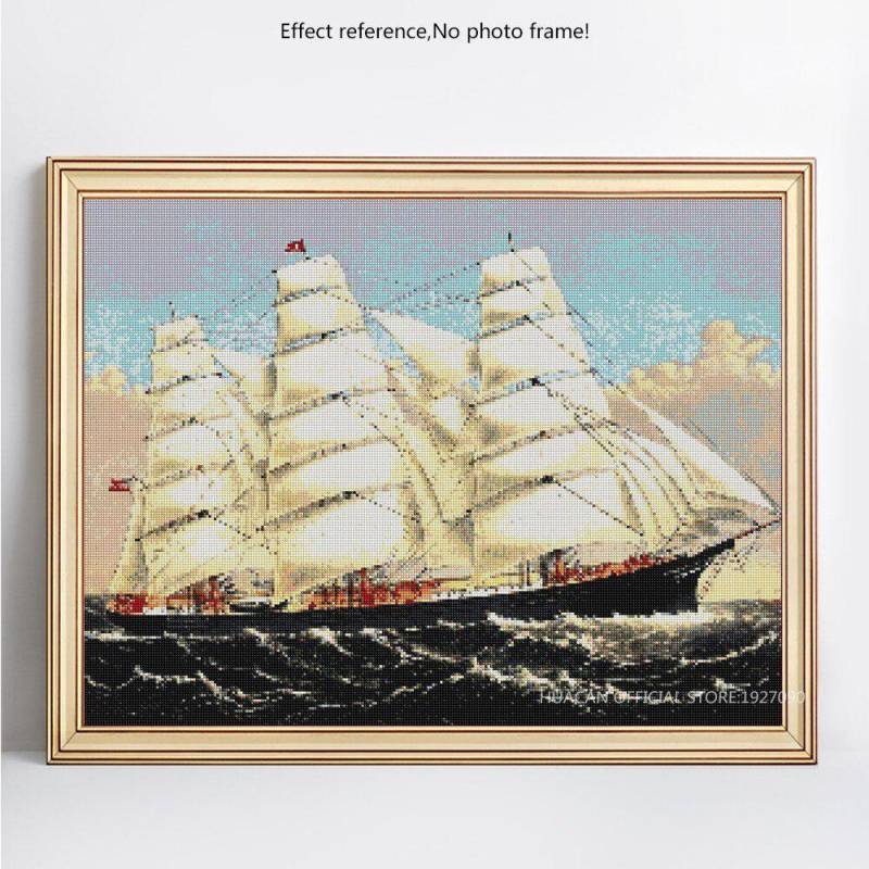 DIY Diamant Malerei Segelboot voller Runde Diamant Mosaik Kreuzstich Stickerei Strass Bild 20X30CM von Joom DACH