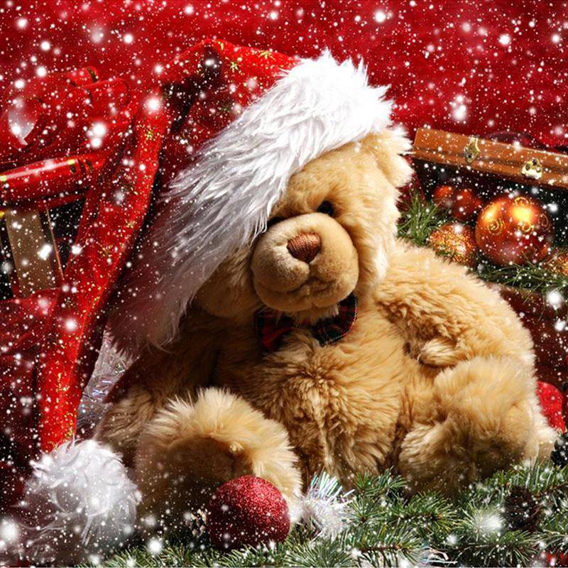 DIY Diamantmalerei Weihnachts Bär Kreuzstich Diamantstickerei Vollrund Dekor Geschenk Gemälde 30x30CM von Joom DACH