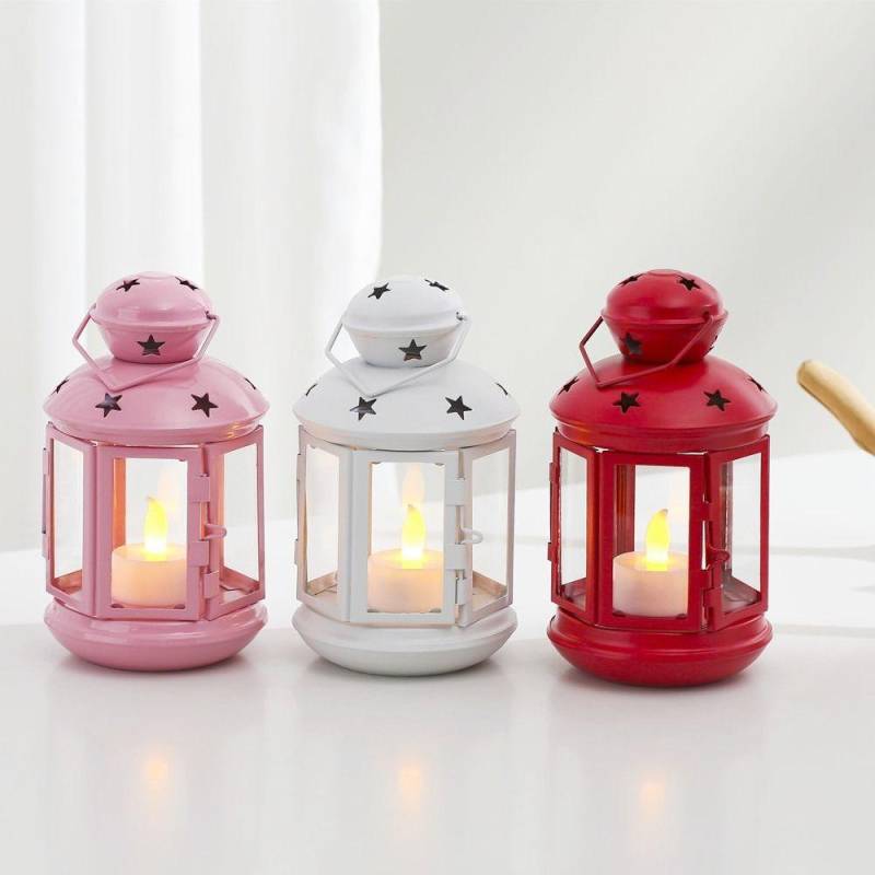 DIY Eisen Wind Lampe Wind-proof Leuchter Laterne Ornament Hohl Stern Kerze Halter Desktop schwarz von Joom DACH
