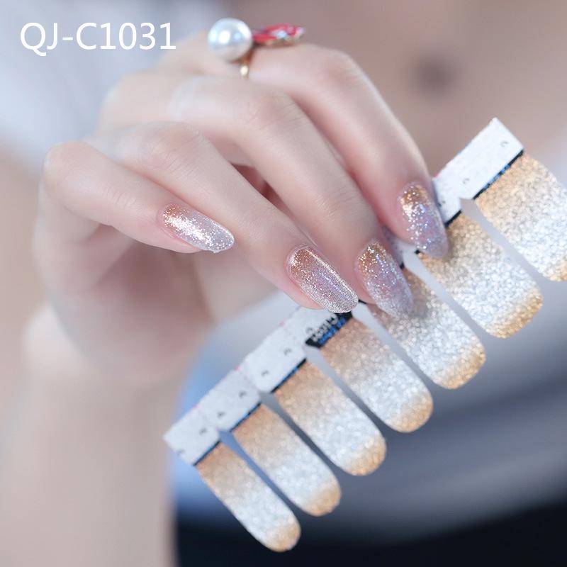 DIY Full Cover Selbstklebende Aufkleber Polnische Folien Tipps Wraps Glitzer Farbverlauf Glänzende Nagelaufkleber QJ-C-1031 von Joom DACH