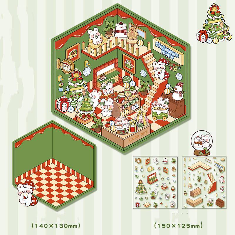 DIY Handgemachte Niedliche Cartoon Aufkleber Süße Blume Zimmer Bibliothek Bäckerei Serie Scrapbooking Aufkleber 3D Visuelle Stapeln Aufkleber 125*150mm von Joom DACH