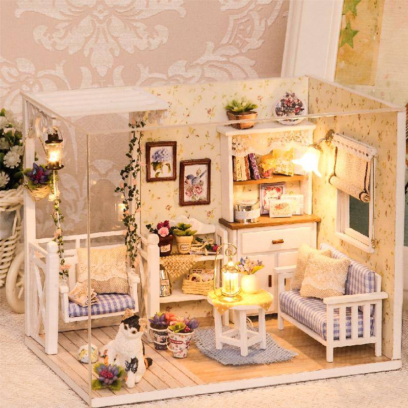 DIY Miniatur 3D Holz Miniaturen Puppe Haus Spielzeug für Kinder Geburtstag Geschenke Haus Kitty Tagebuch beige von Joom DACH