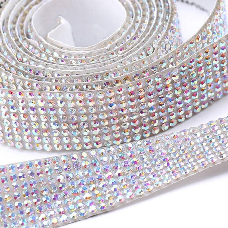 DIY Selbstklebende Kristall Strass Aufkleber Diamant Aufkleber Band Auto Spielzeug Gürtel Aufkleber Glit E1E2 AB-1.4cm von Joom DACH