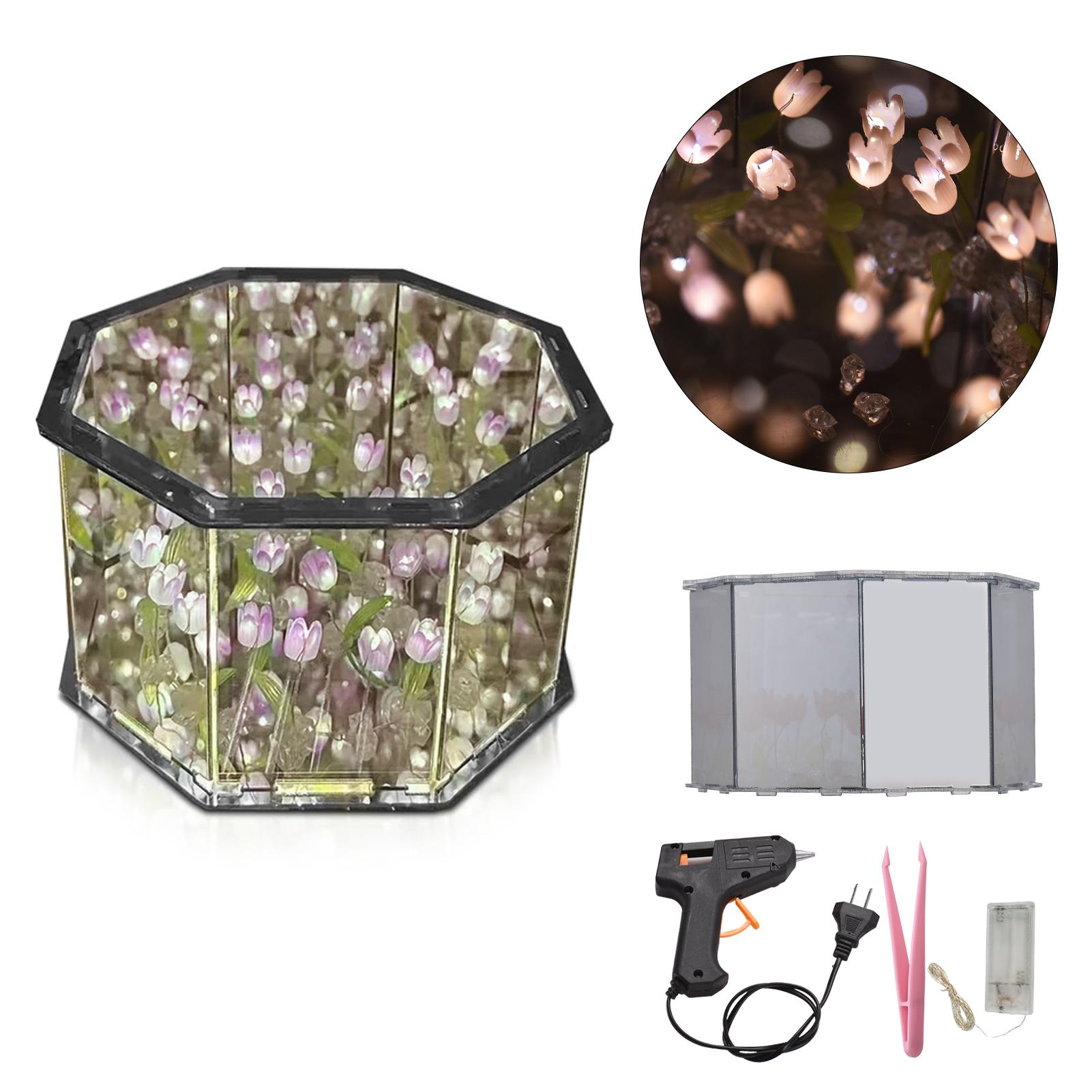 DIY Tulpenlampe 2-in-1 Achteck Spiegel Blume Nachtlicht Unvollendete Handgemachte Handwerk Dekorative Lampe US Plug violett von Joom DACH