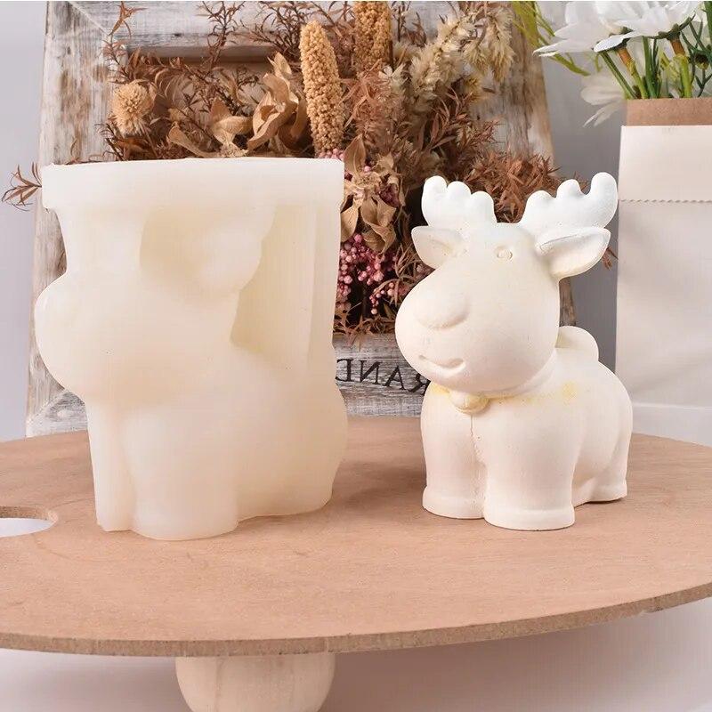 DIY Weihnachten Elch Kerze Silikonform Niedliche dreidimensionale Tier Elch Kerze Gipsform 1pc von Joom DACH