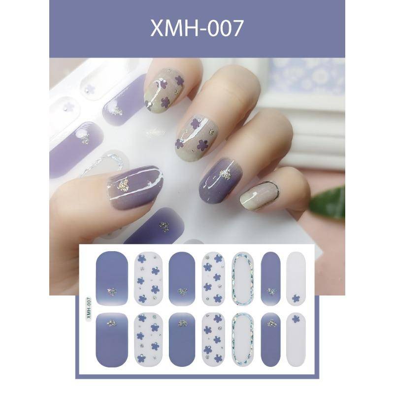 DIY halbgehärtete Gel-Nagelaufkleber, langlebig, einfarbig, Nagelstreifen, Patch, Schieberegler, UV-Lampe, gehärteter Aufkleber, Nagelmaniküre-Patch XMH-007 bunt von Joom DACH