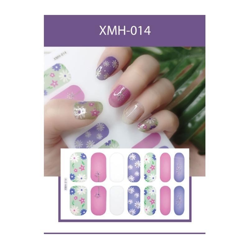 DIY halbgehärtete Gel-Nagelaufkleber, langlebig, einfarbig, Nagelstreifen, Patch, Schieberegler, UV-Lampe, gehärteter Aufkleber, Nagelmaniküre-Patch XMH-014 bunt von Joom DACH