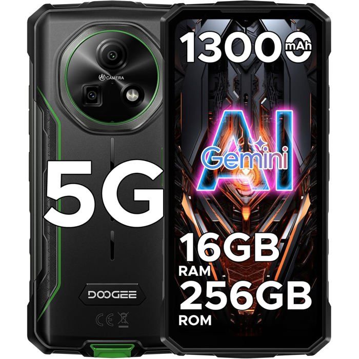 DOOGEE Fire 7 Telefon Tragbar Unzerbrechlich 5G 16GB+256GB Robustes Smartphone Android 15 6.6  13000mAh 64MP Dual-SIM/NFC/GPS Schwarz schwarz von Joom DACH