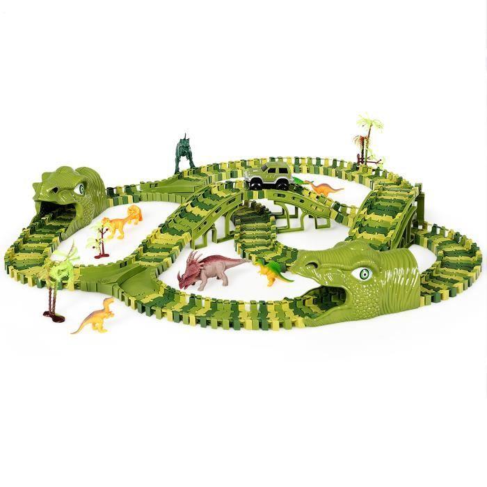 DREAMADE Flexible Dinosaur Car Track, Grüne Autorennbahn mit 240 Teilen, Lernspielzeug, Ideal für Kinder ab 3 Jahren von Joom DACH
