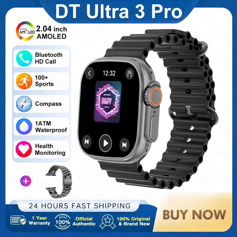 DT Ultra 3 Smartwatch Amoled Bildschirm 4GB MP3 MP4 Player Bluetooth Netzwerkfreigabe App Store ChatGPT Smart AI Uhr Herren Sportuhr Silicone + Steel schwarz von Joom DACH