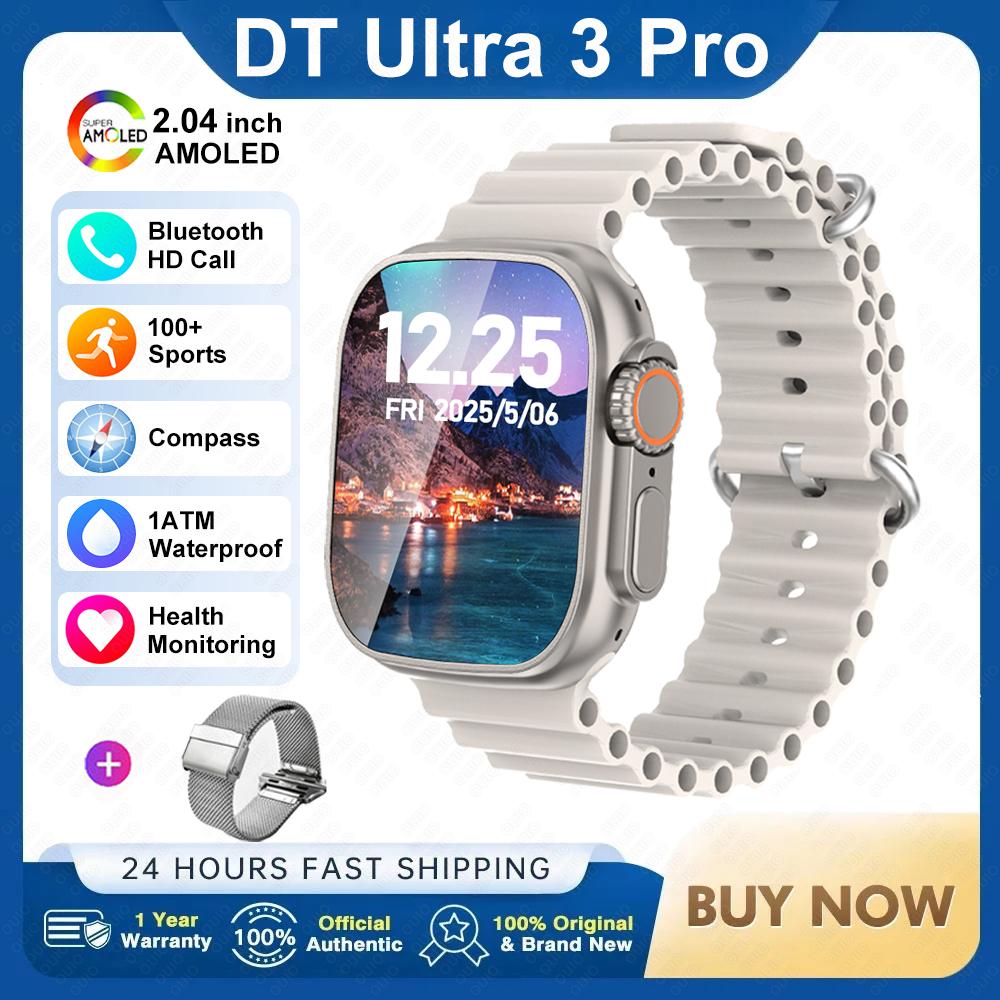 DT Ultra 3 Smartwatch Amoled Bildschirm 4GB MP3 MP4 Player Bluetooth Netzwerkfreigabe App Store ChatGPT Smart AI Uhr Herren Sportuhr Silicone + mesh steel silber von Joom DACH