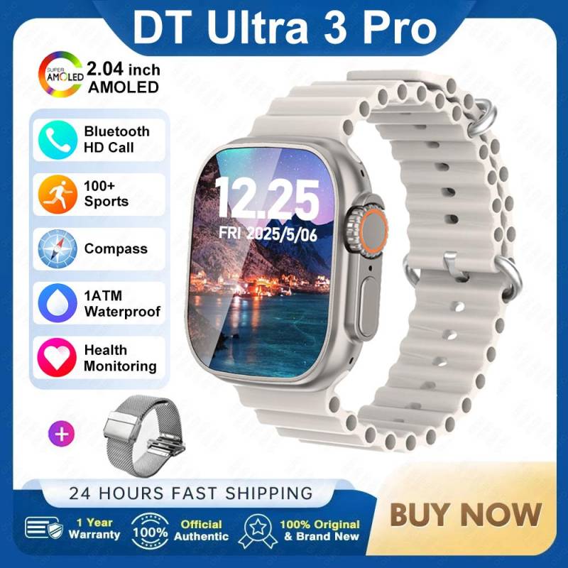 DT Ultra 3 Smartwatch Amoled Bildschirm 4GB MP3 MP4 Player Bluetooth Netzwerkfreigabe App Store ChatGPT Smart AI Uhr Herren Sportuhr Silicone + mesh steel silber von Joom DACH