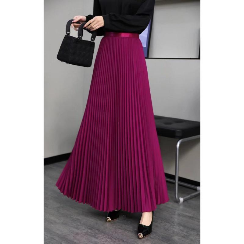 DX~~ Neue drapieren Faltenrock langer Rock Damen Frühjahr neue hoch taillierte drapierte Rock Frühling und Herbst Farbe Rock One size von Joom DACH