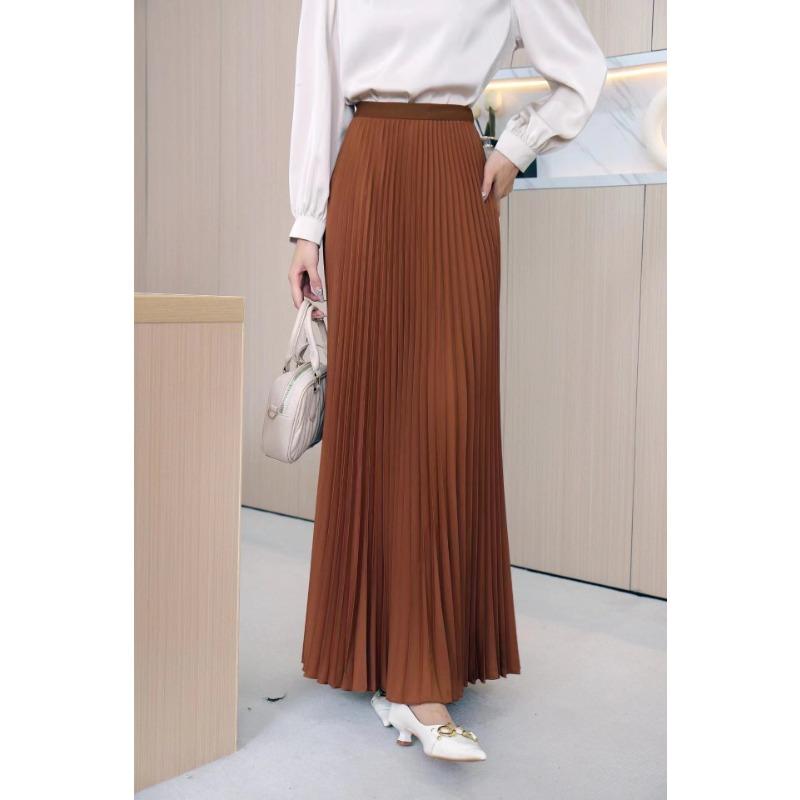 DX~~ Neue drapieren Faltenrock langer Rock Damen Frühjahr neue hoch taillierte drapierte Rock Frühling und Herbst Farbe Rock One size von Joom DACH