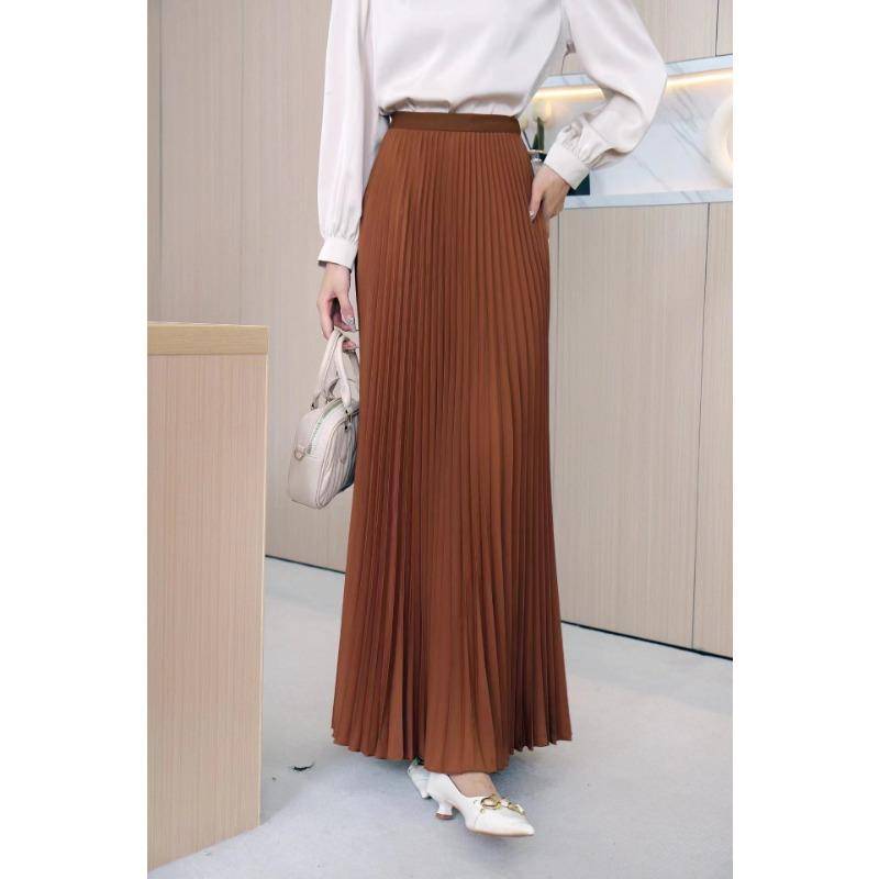 DX~~ Neue drapieren Faltenrock langer Rock Damen Frühjahr neue hoch taillierte drapierte Rock Frühling und Herbst Farbe Rock One size von Joom DACH